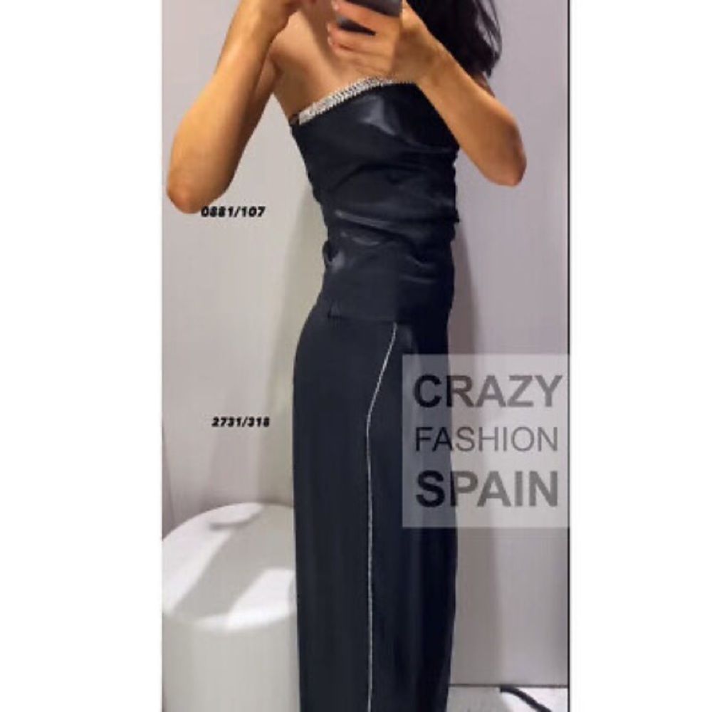 ZARA SATIN TROUSERS WITH RHINESTONES BLACK | 2731/318/259/011 - Picture 4 of 9